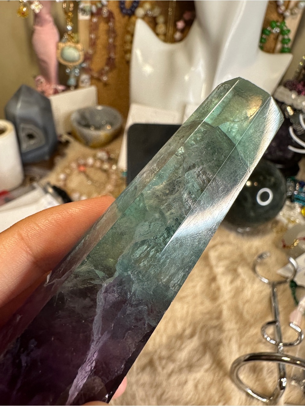 Fluorite Crystal Tower with Stand 4.8 inches - Picture 6 of 6
